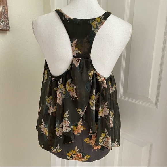 Kimchi Blue Multicolored Sheer Floral Swing Tank Sz Small - Picture 7 of 9